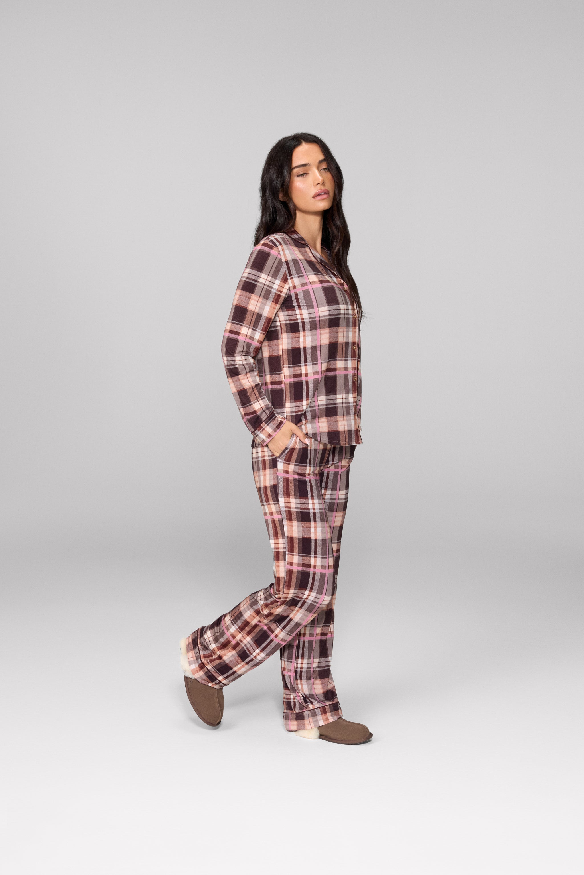 Mocha Plaid Pajama Set